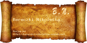 Bereczki Nikoletta névjegykártya